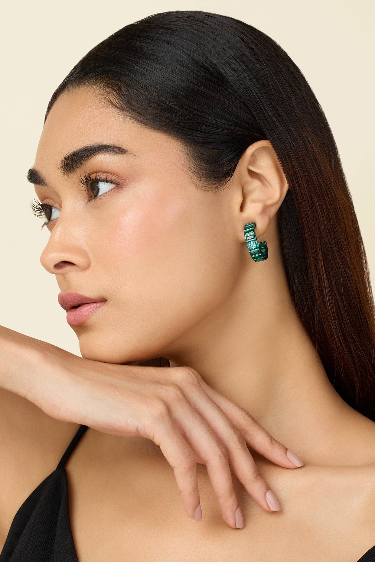 Petit Emerald Hoops