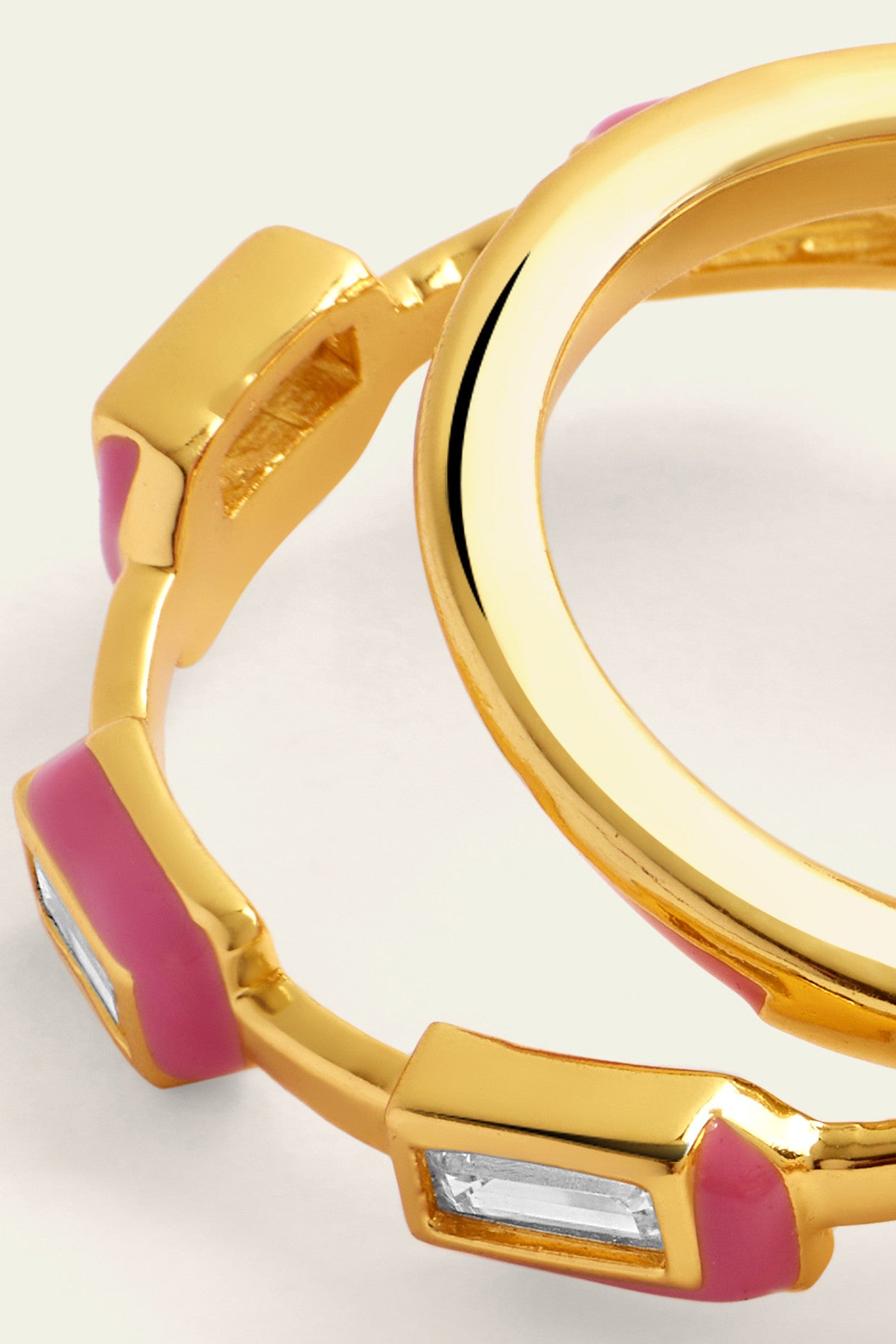 Pink Enamel Triple Hoops