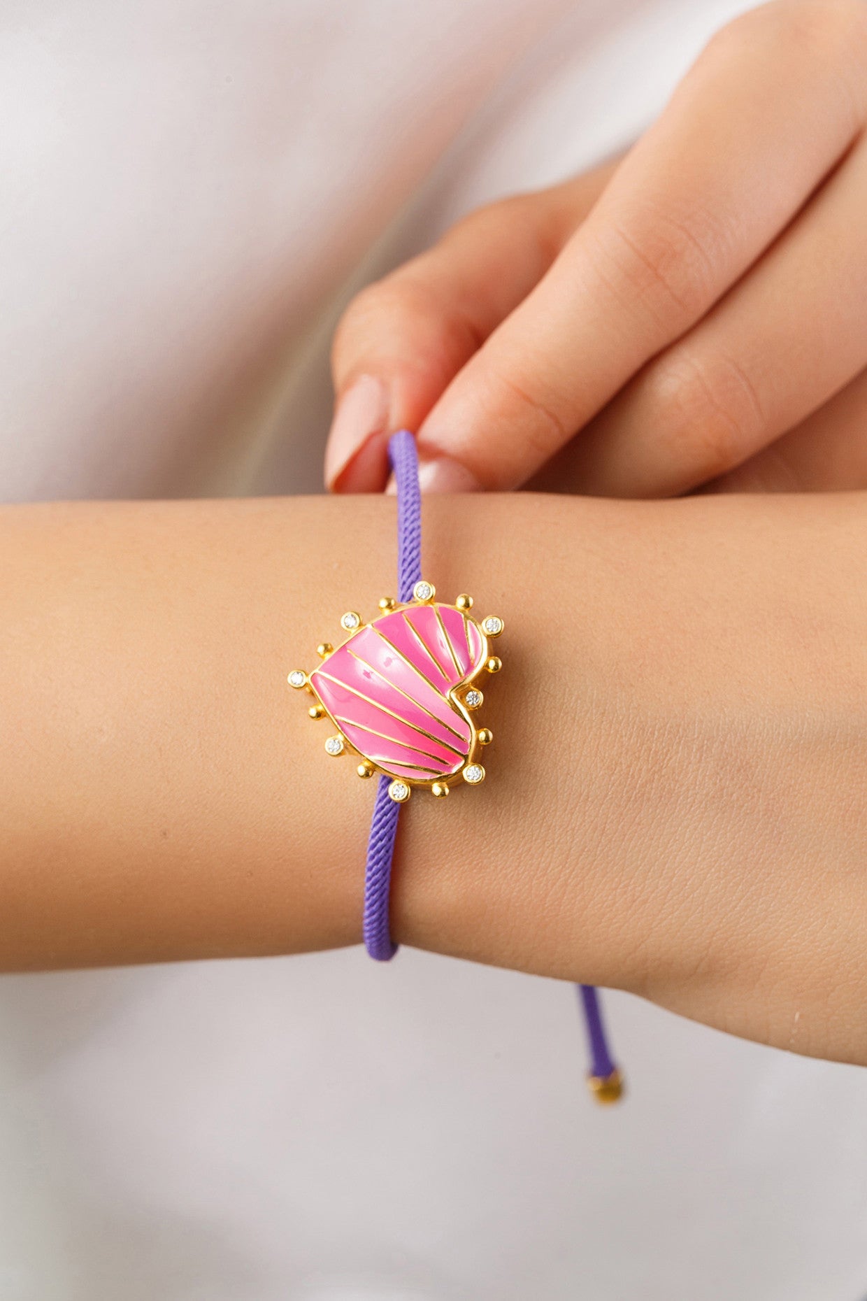 Pink Heart Enamel Bracelet