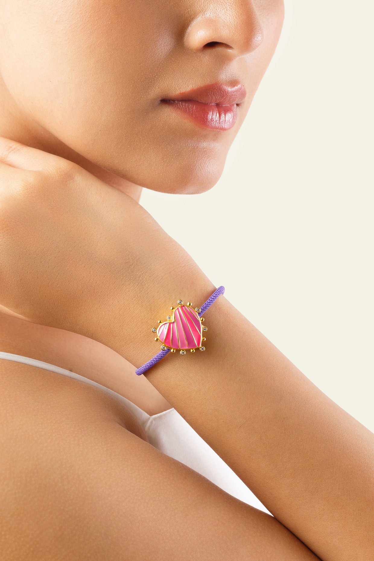 Pink Heart Enamel Bracelet