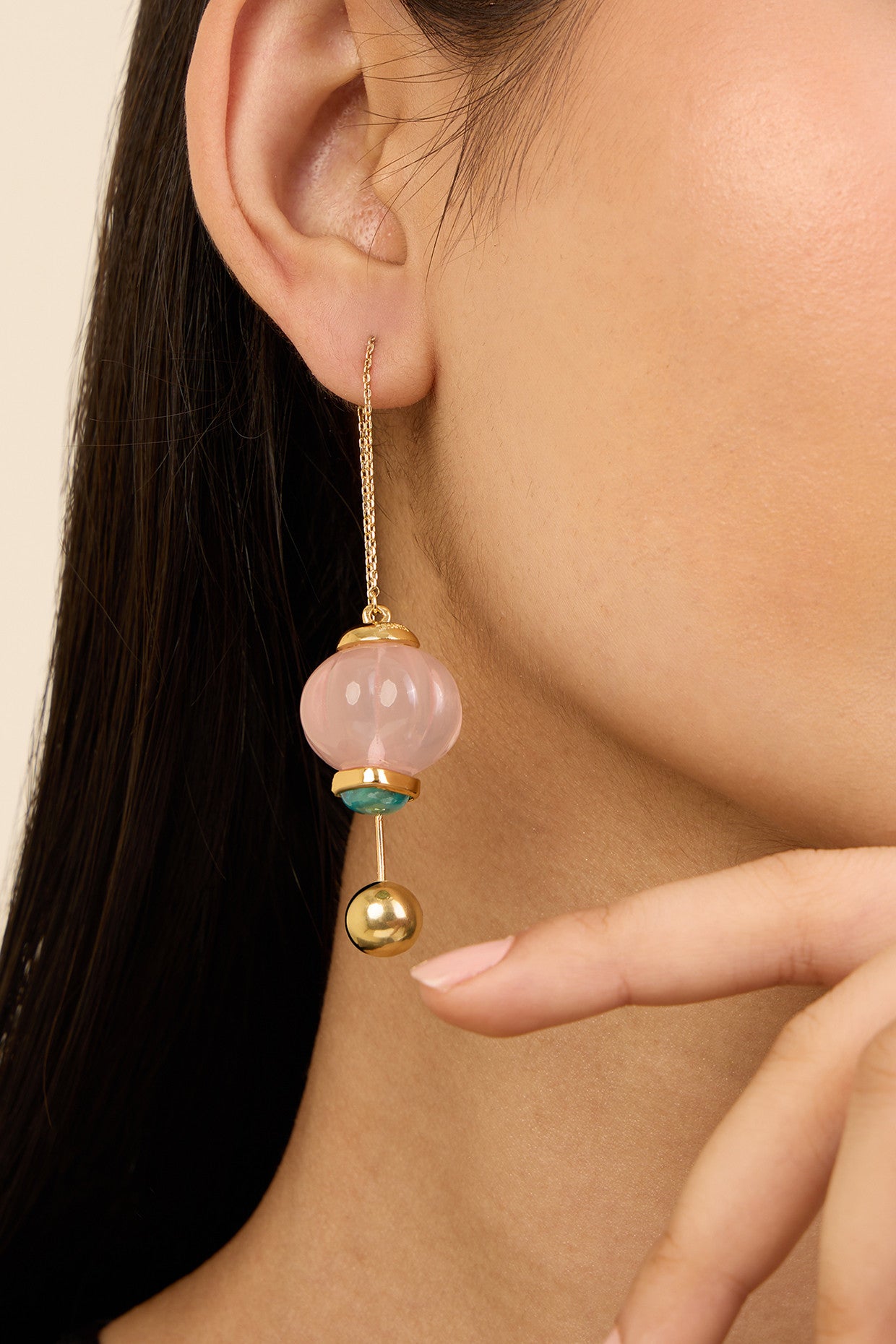 Pink Needle Thread Earrrings