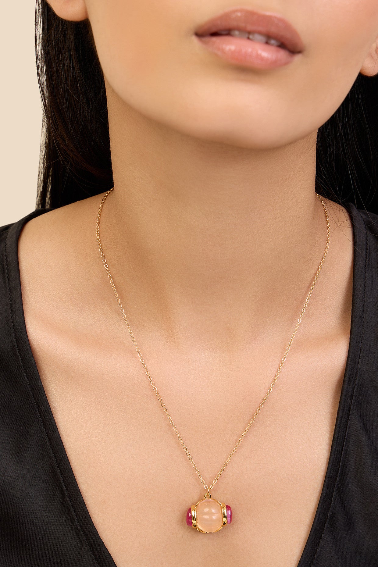 Pink Tourmaline Pendant Necklace