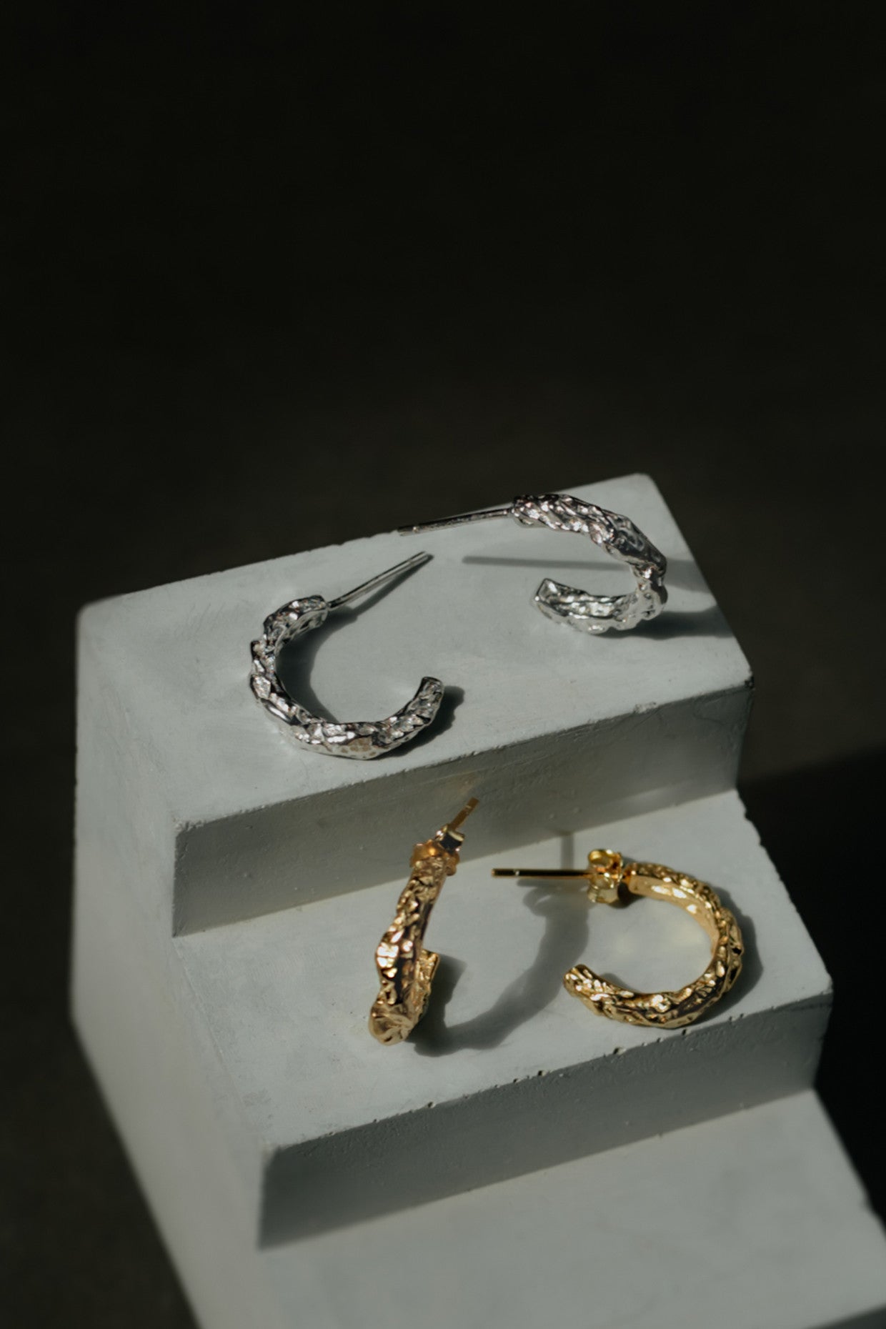 Portland Hammered Gold Earrings