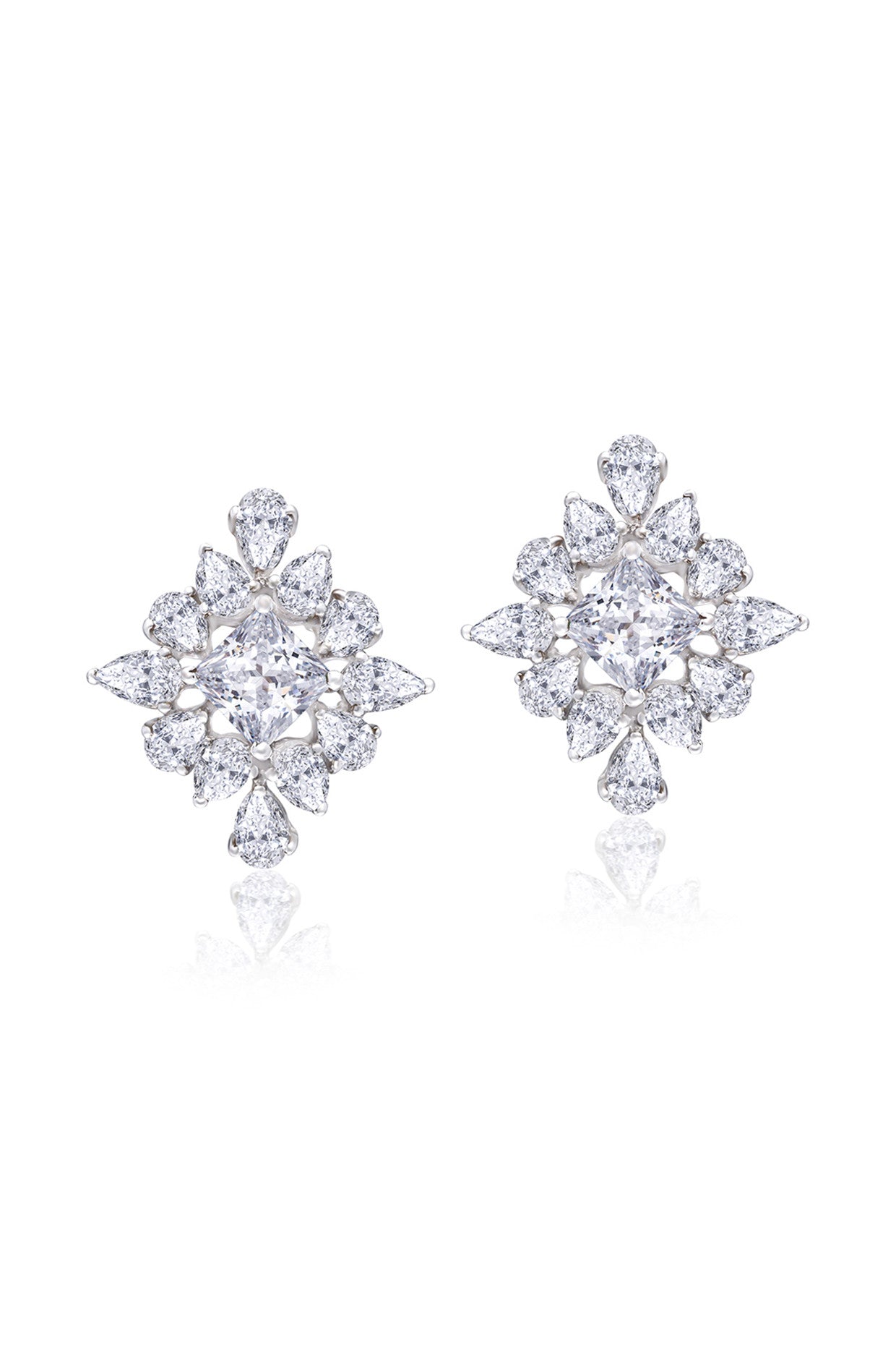 Princess and Pear cut White Swarovski Zirconia Earrings