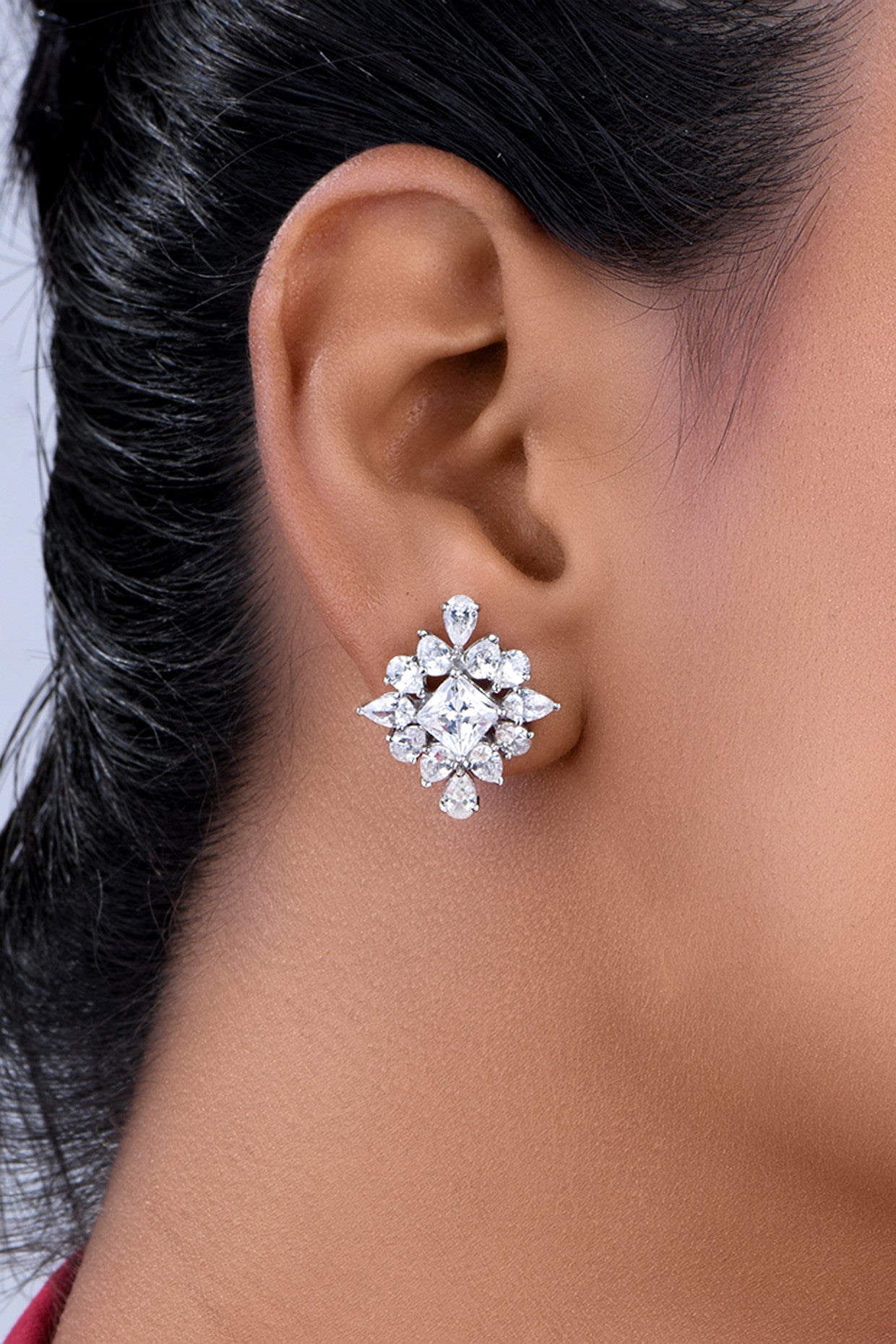 Princess and Pear cut White Swarovski Zirconia Earrings