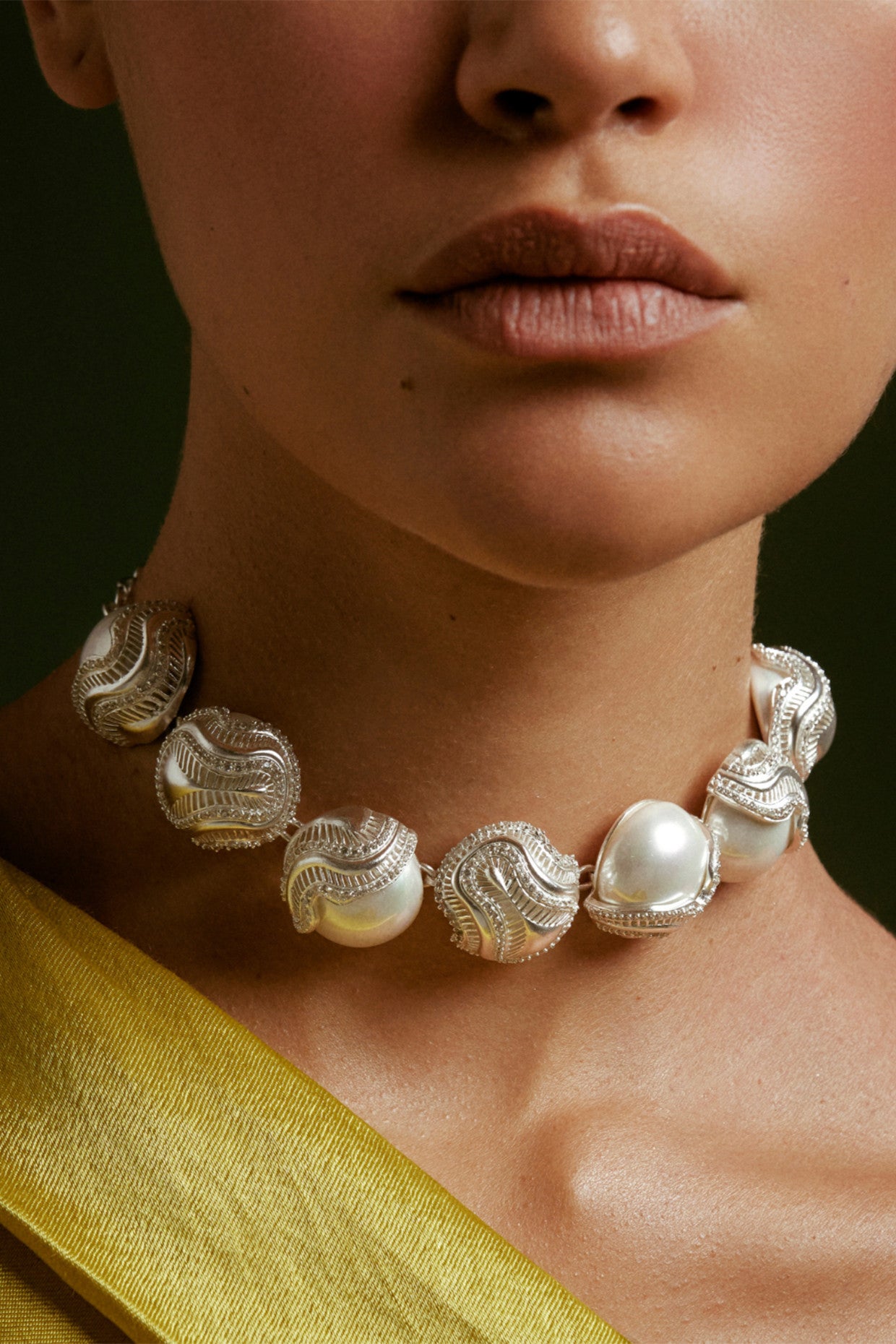 Prism Pearl Choker Silver Plated