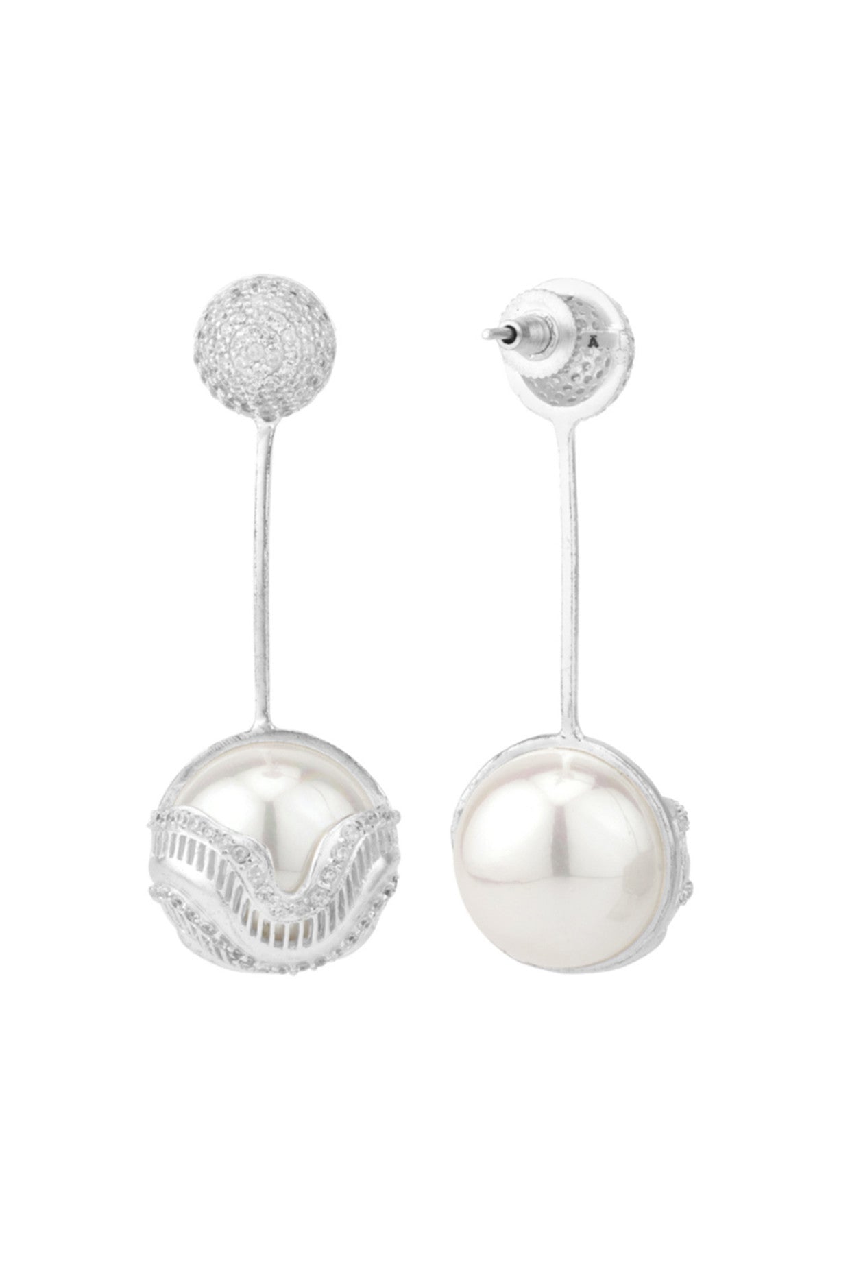 Prism Pearl Drop Earrings Silver Plated