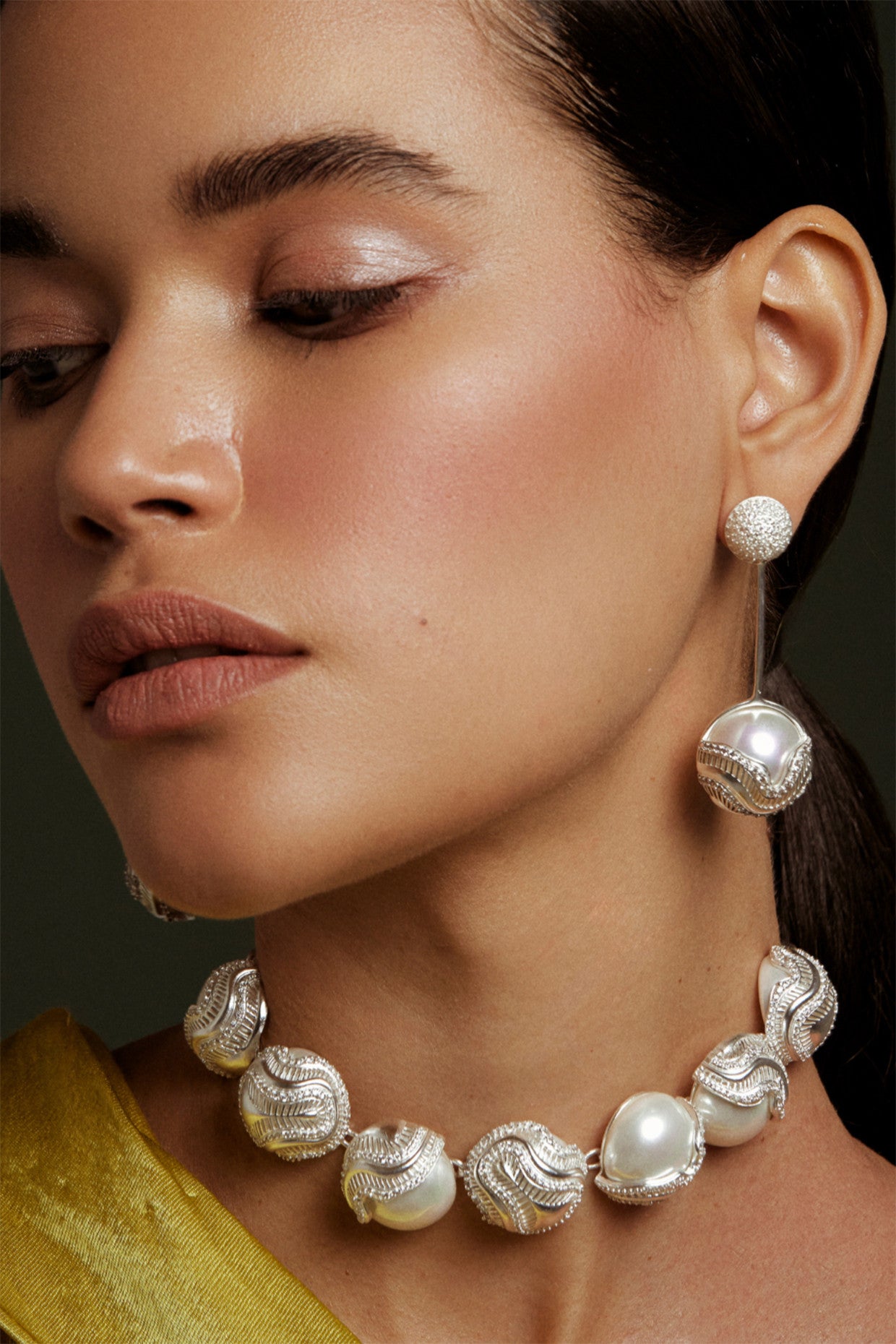 Prism Pearl Drop Earrings Silver Plated