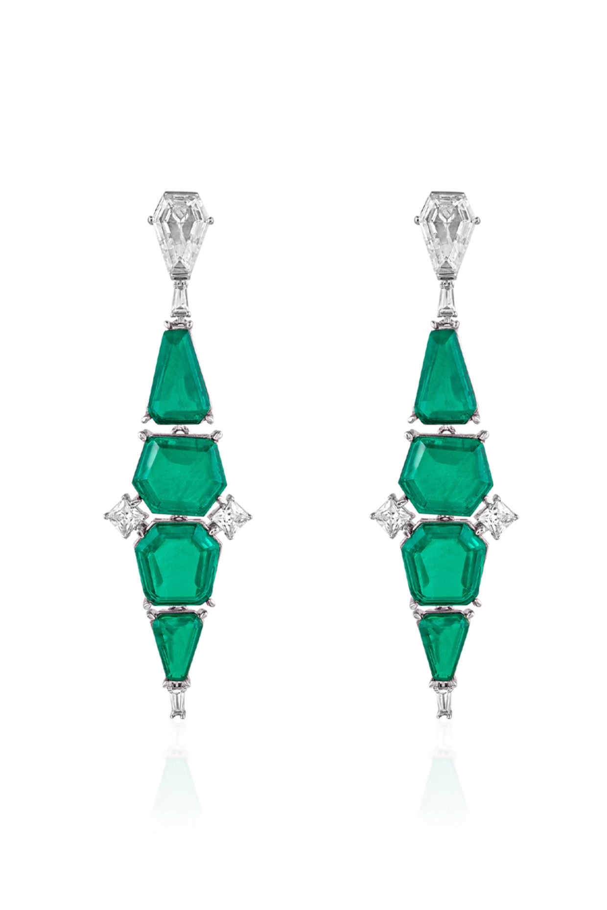 Quadruple Emerald Dangler Earrings