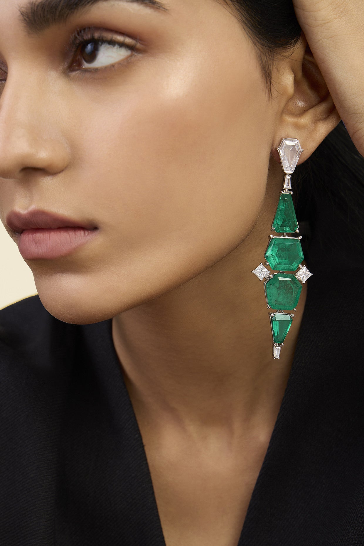 Quadruple Emerald Dangler Earrings