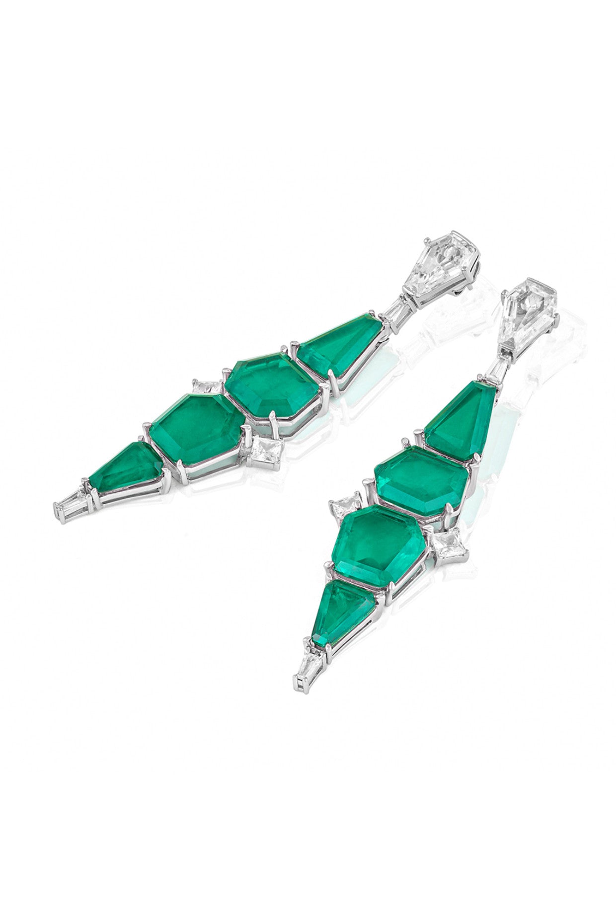 Quadruple Emerald Dangler Earrings