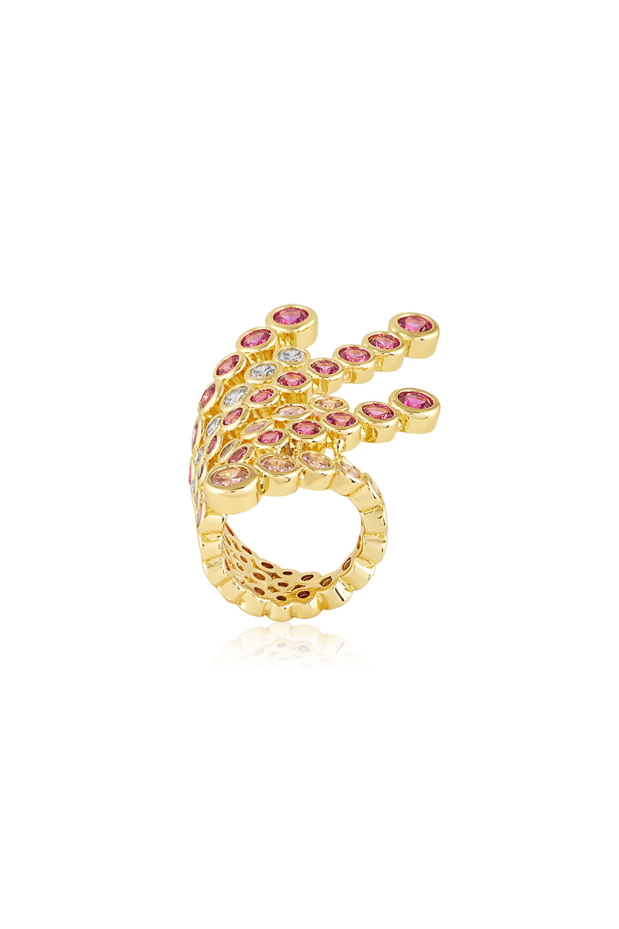 18Kt Gold Plated Red Crystal Galaxy Ring