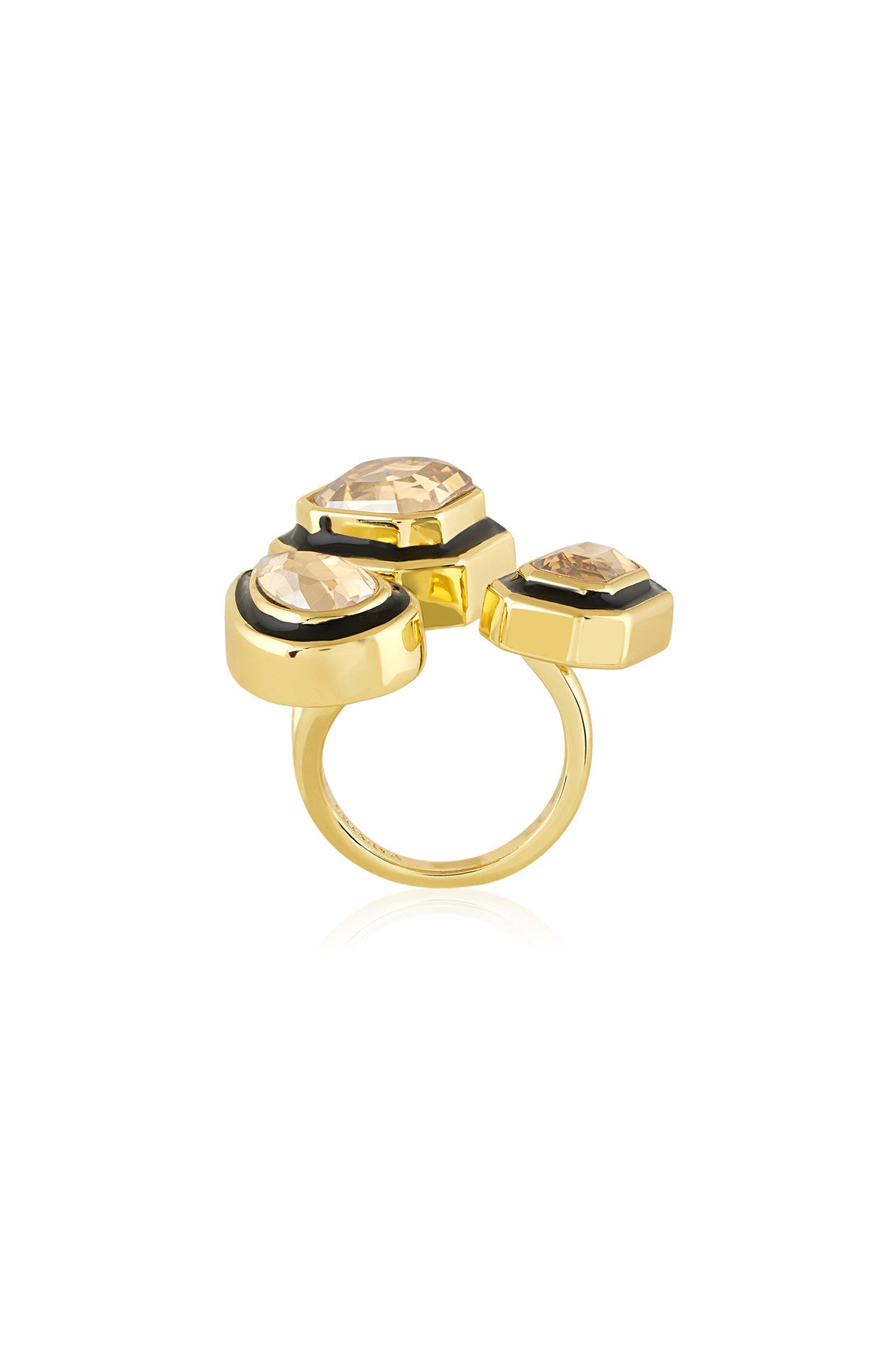 18Kt Gold Plated Gold Crystal Galaxy Ring