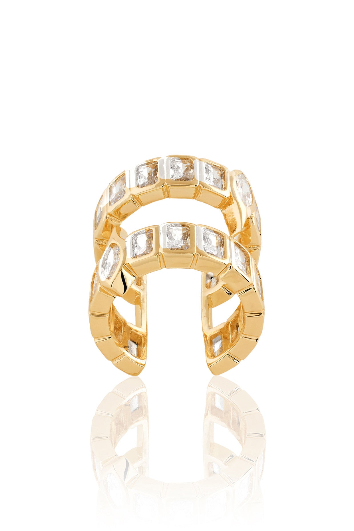 18Kt Gold Plated Tenniscore Back Open Ring