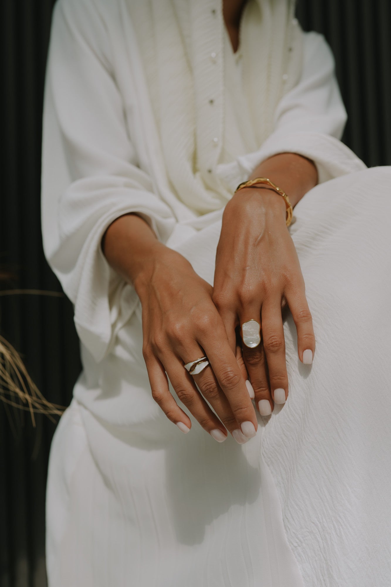 18kt Gold Plated White Ring