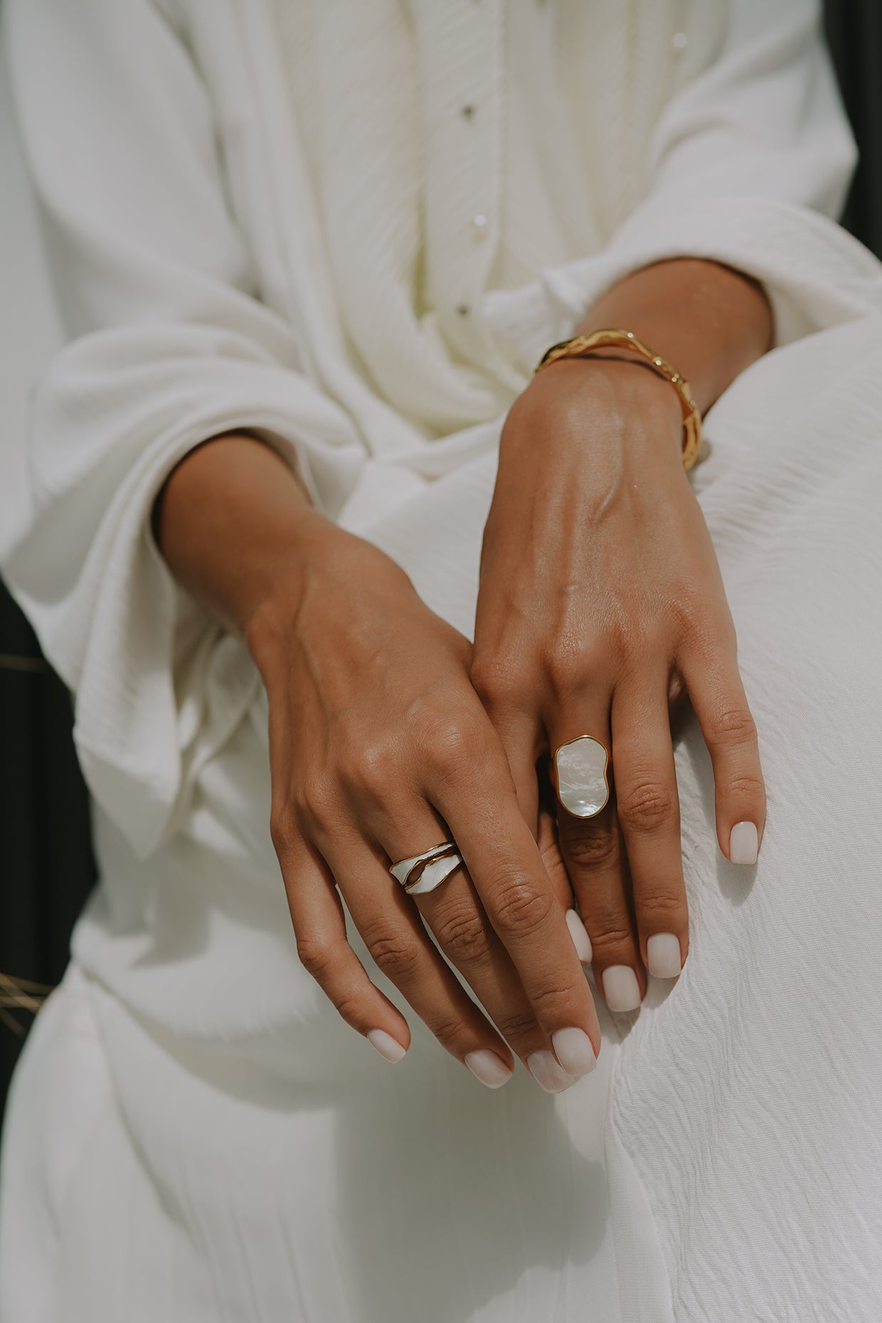 18kt Gold Plated White Ring