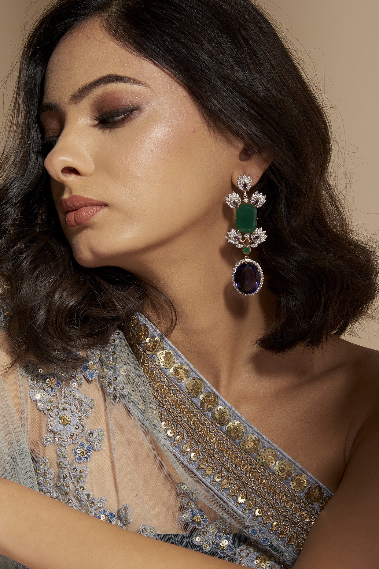 Razia Long Earrings in Sterling Silver