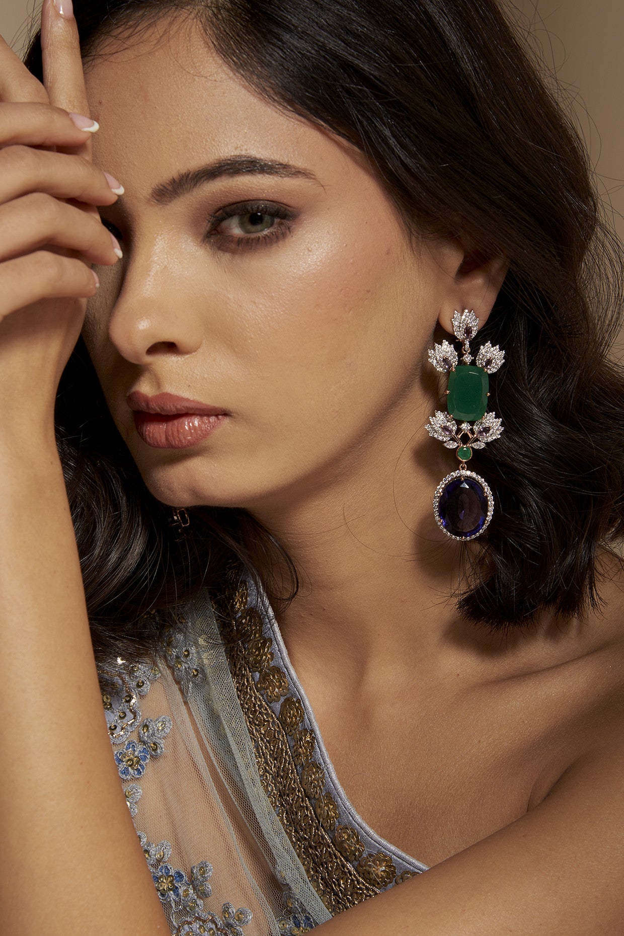 Razia Long Earrings in Sterling Silver