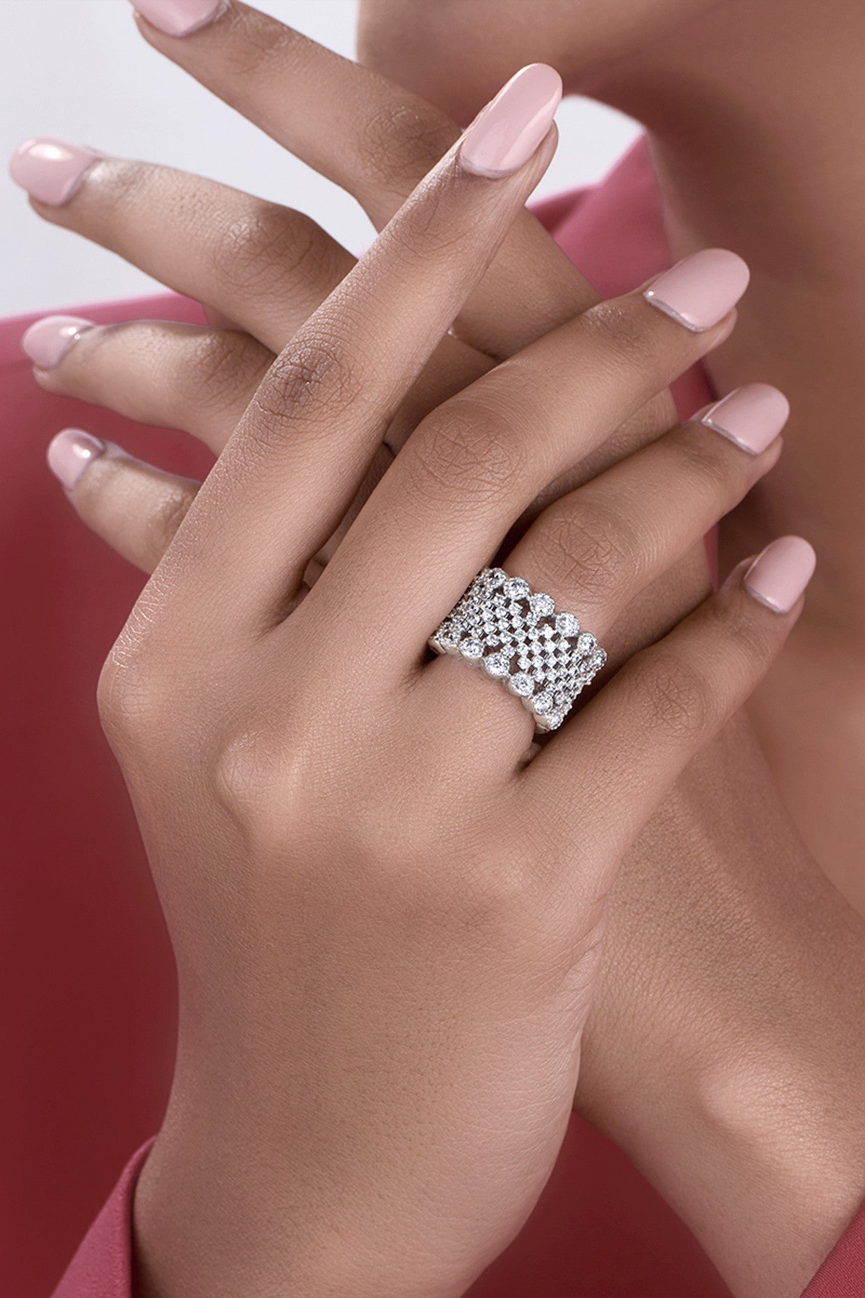 Round Cut White Swarovski Zirconia Cocktail Ring