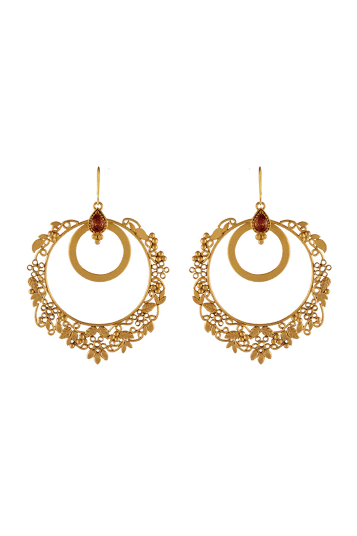 Round Gold Drop Bali Earrings