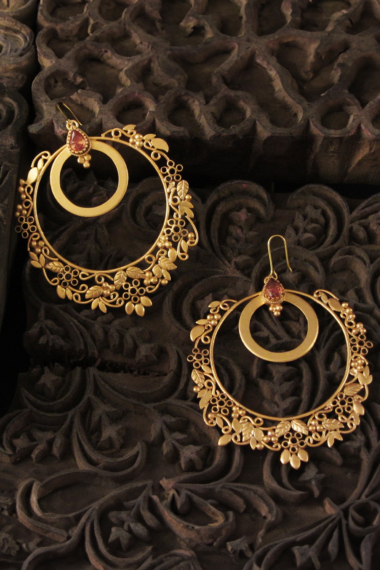 Round Gold Drop Bali Earrings