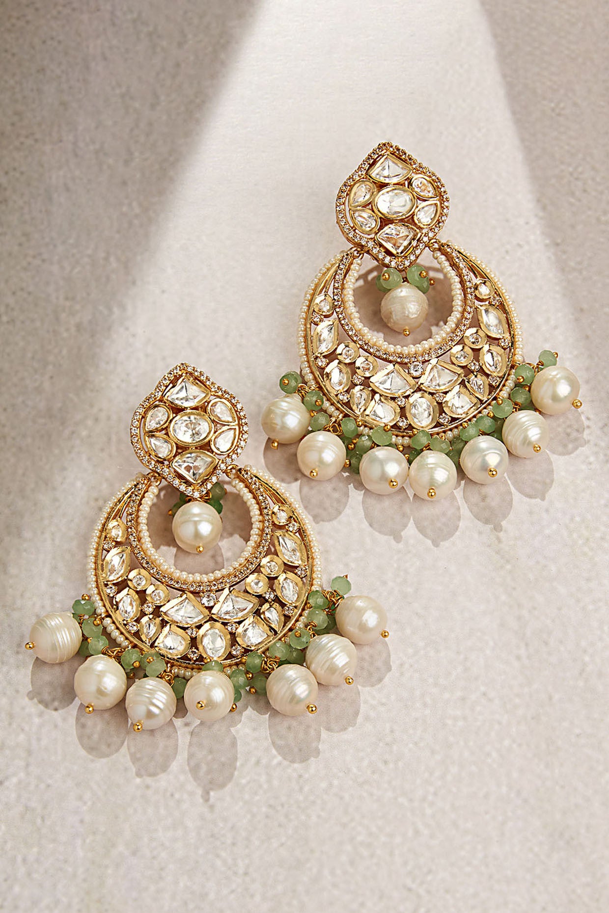 Royal Kundan Polki Chand Baali Earrings in 22Kt Gold Plating