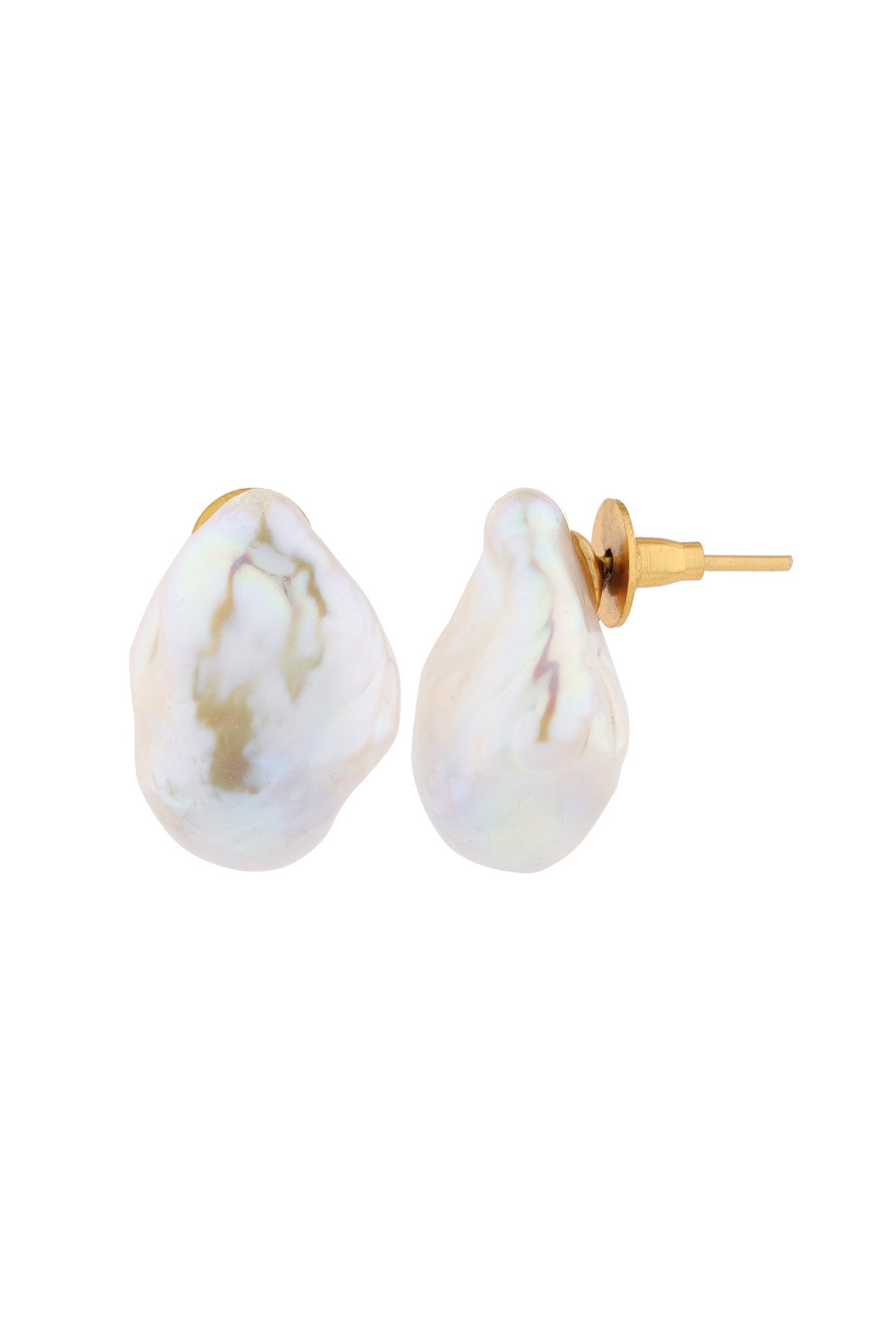 Royal Pearl Baroque Studs Earrings 22Kt Gold-Plated