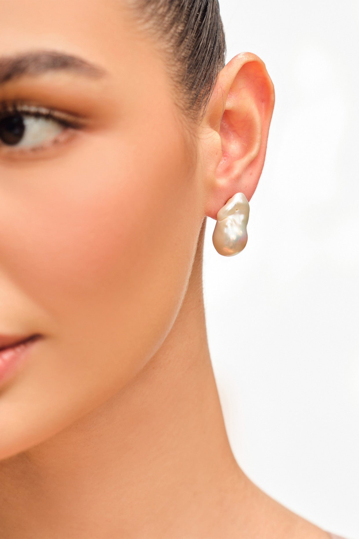 Royal Pearl Baroque Studs Earrings 22Kt Gold-Plated