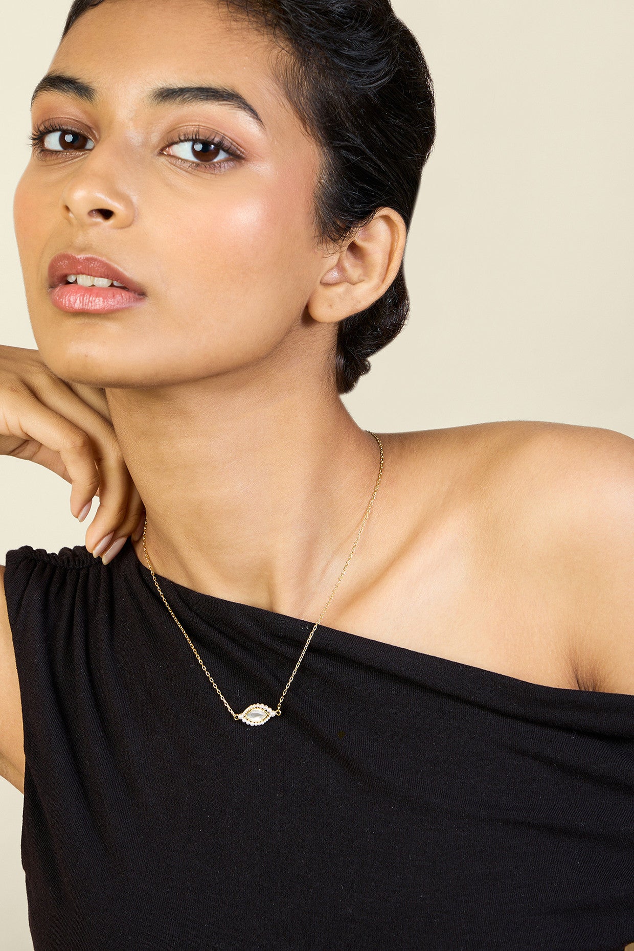 Rozana Mirror Moti Necklace