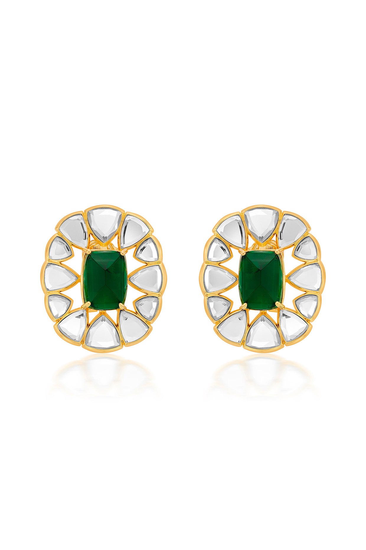 Ruhaniyat Mirror & Hydro Emerald Studs