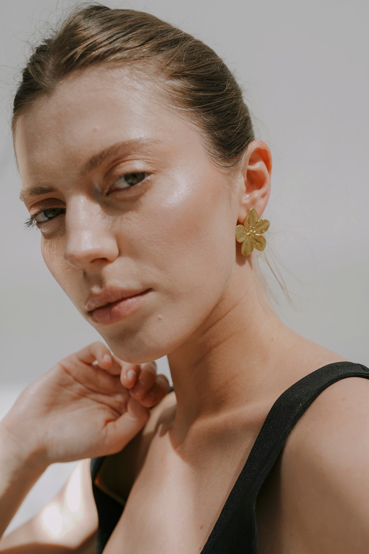 18kt Gold Plated Gold Floral Stud Earrings