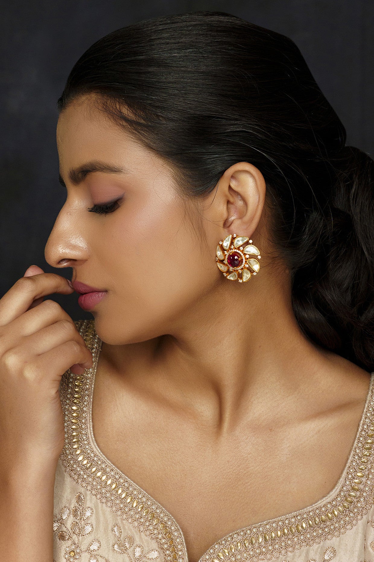 Sahima Red Moissanite Studs