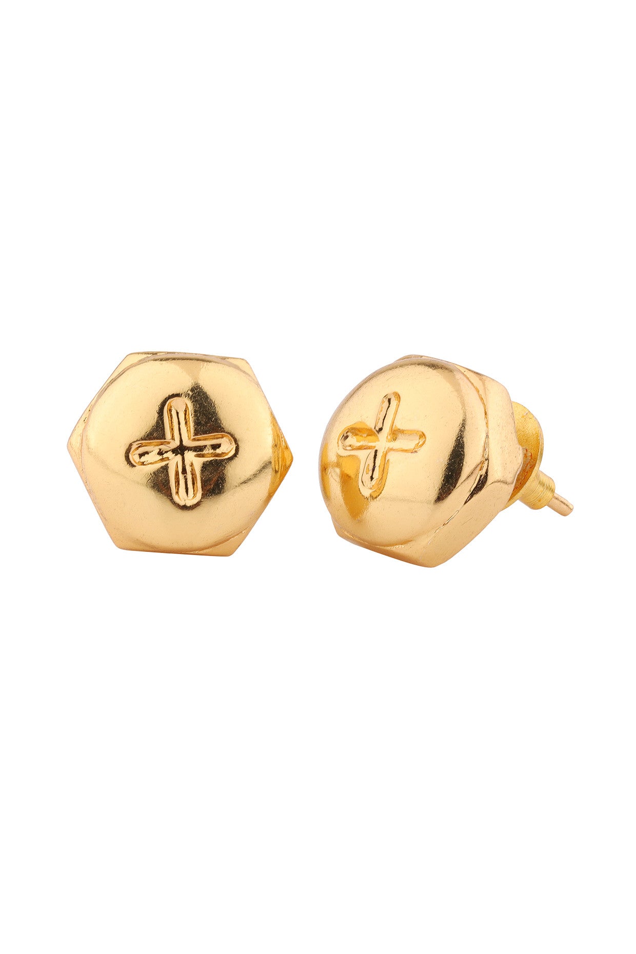 Screw Studs Earrings 22Kt Gold-Plated