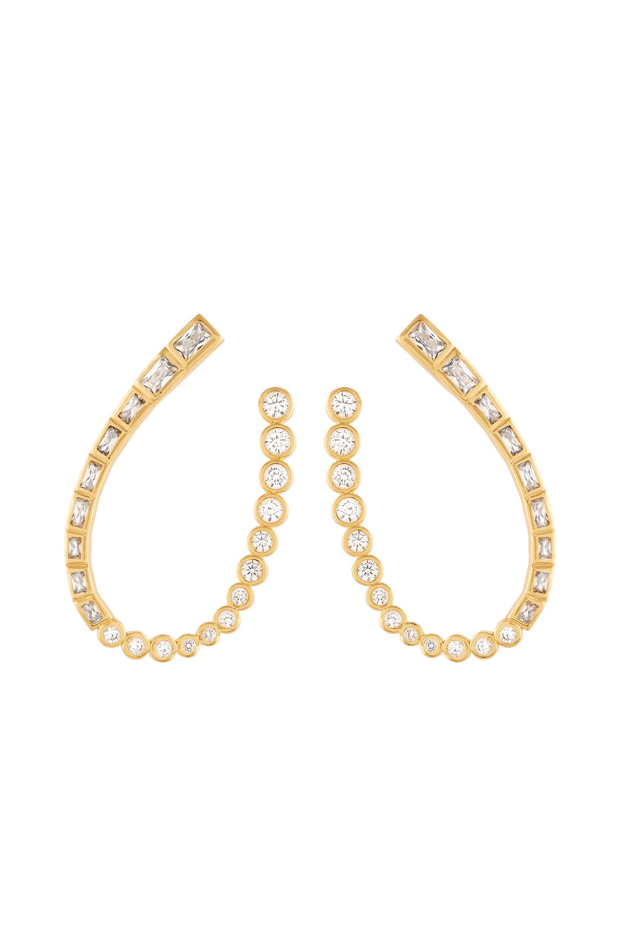 Sea Crystal Front Back Earrings In 18Kt Gold Plated