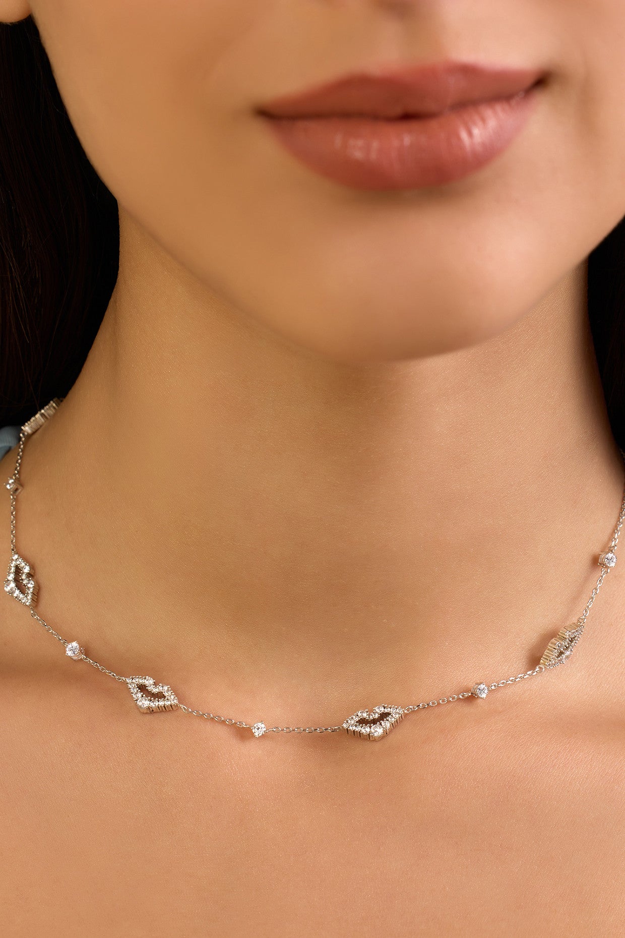 Silver Lips Necklace