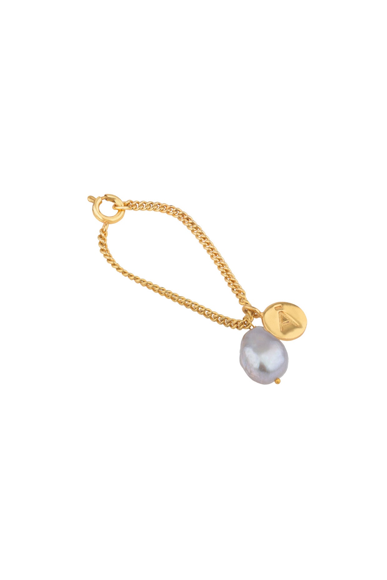 Silver Pearl Baroque Watch Charm 22Kt Gold-Plated