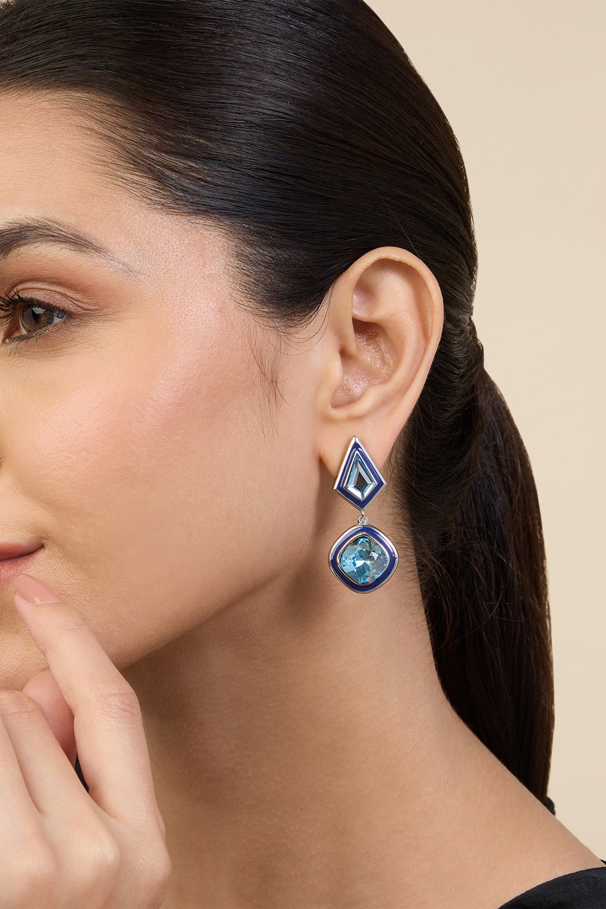 Silver Plated Aquamarine Party Girl Earrings