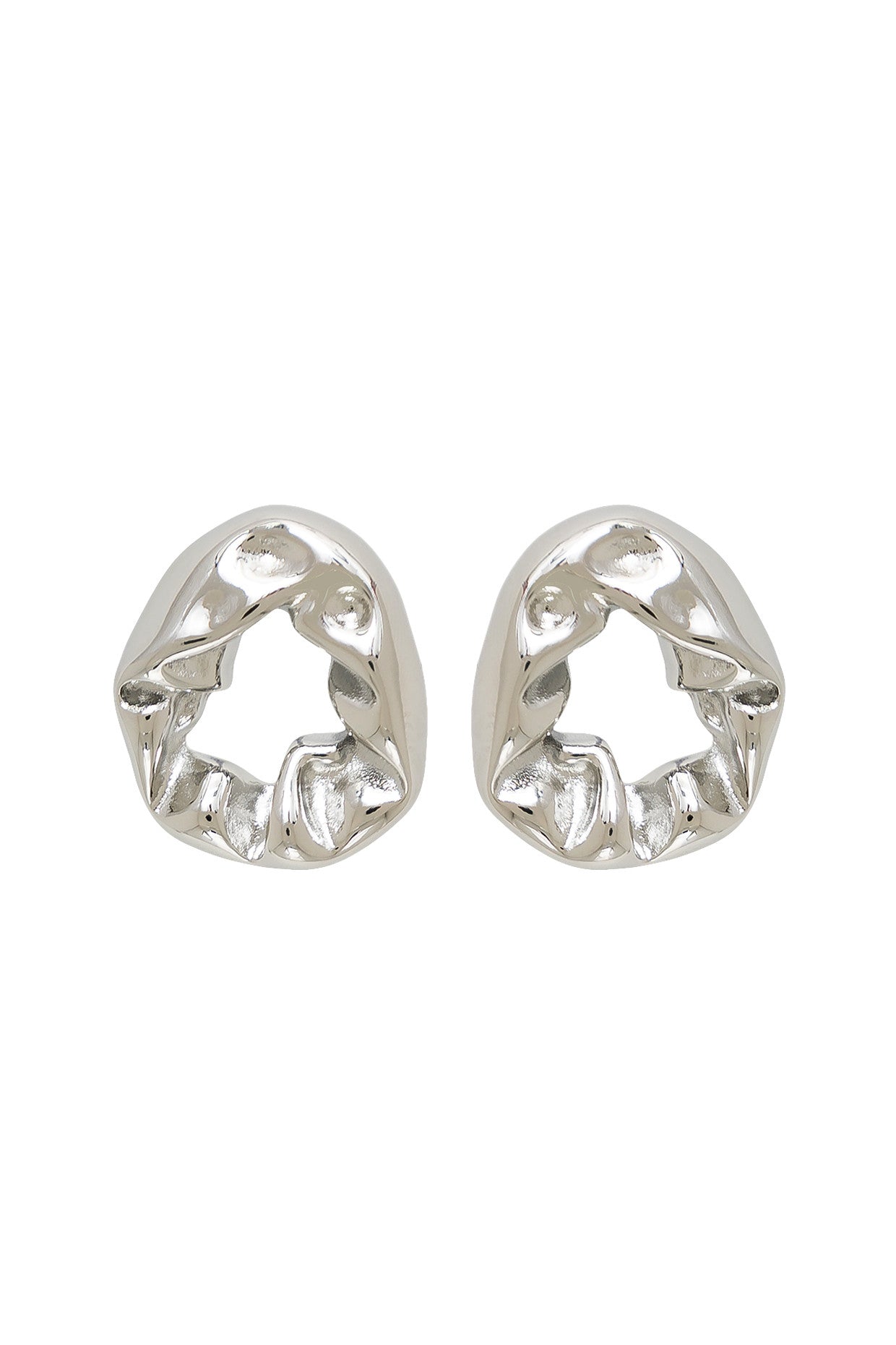 Silver Plated Crumpled Scrunchie Studs