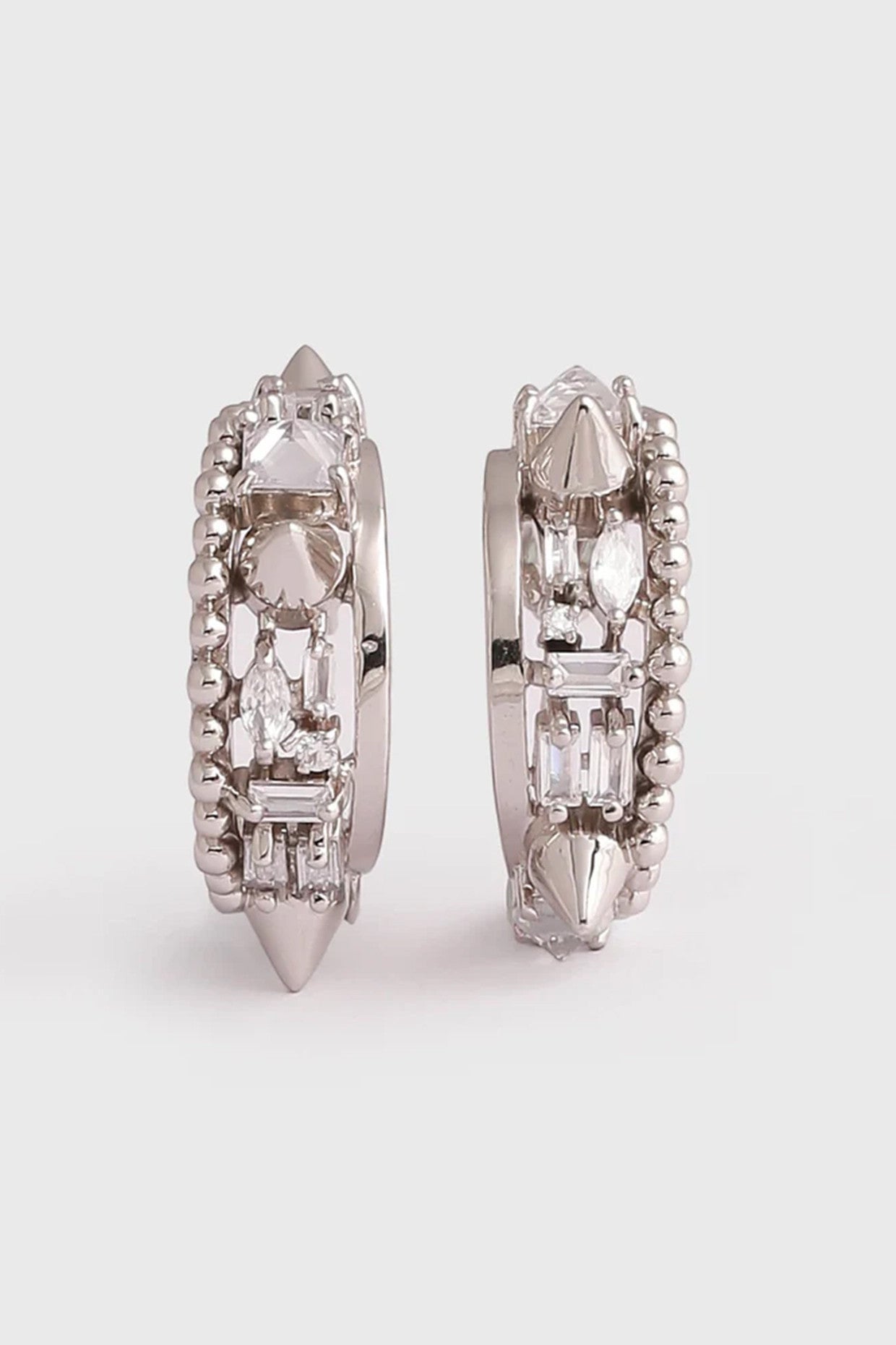 Silver Plated Swarovski Crescent Earrings