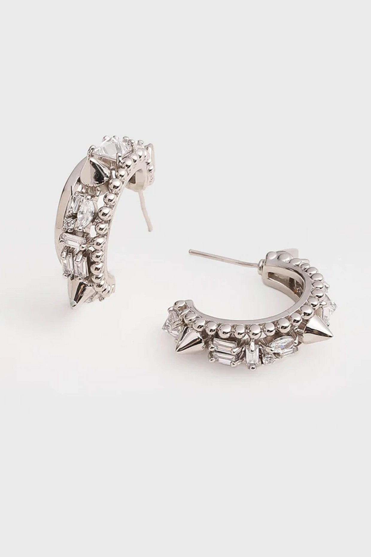 Silver Plated Swarovski Crescent Earrings