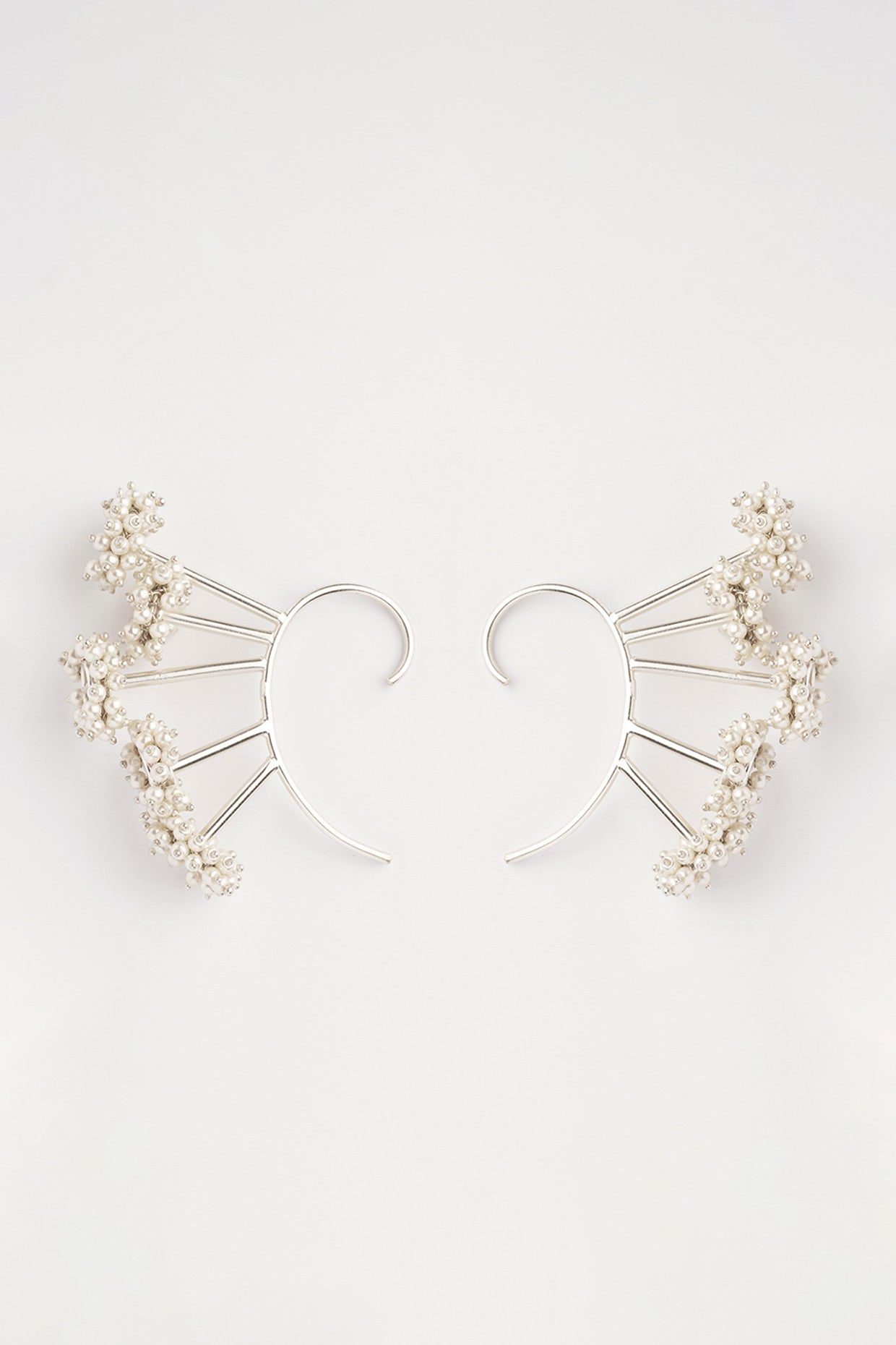 Silver Plated Pearl Bunch Earcuffs