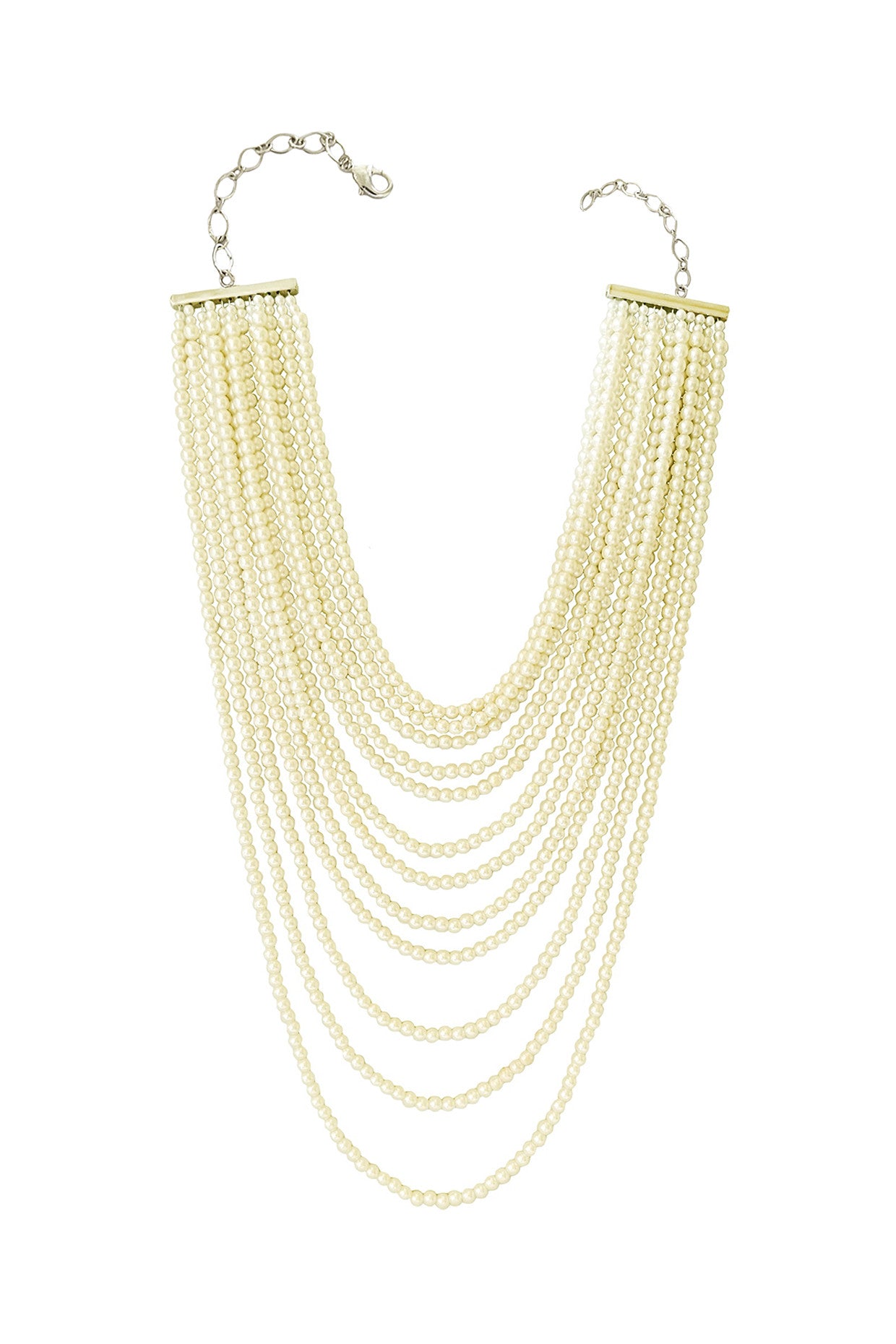 Silver Plated Pearl Cascade Choker