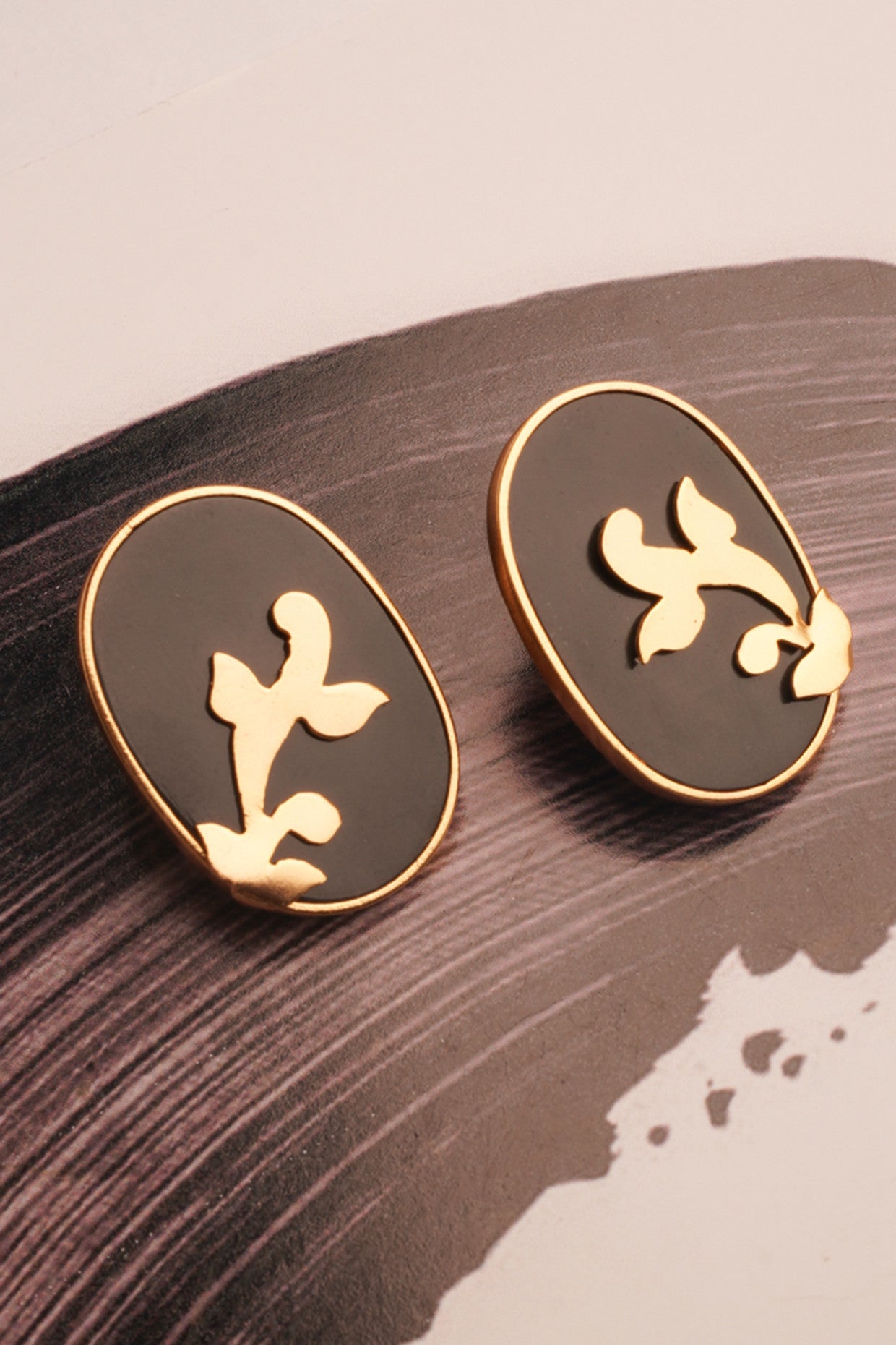 Sin City Gold Plated Brocade Earrings