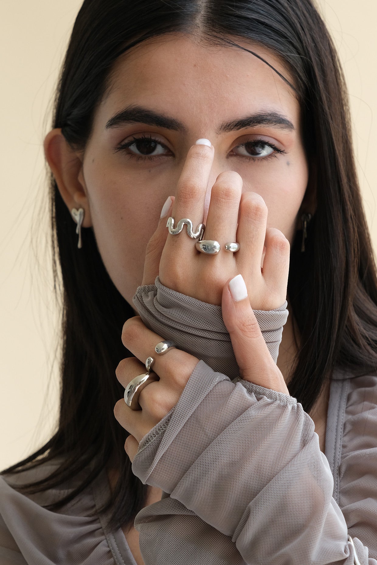 Small Silver Solid Pebble Band