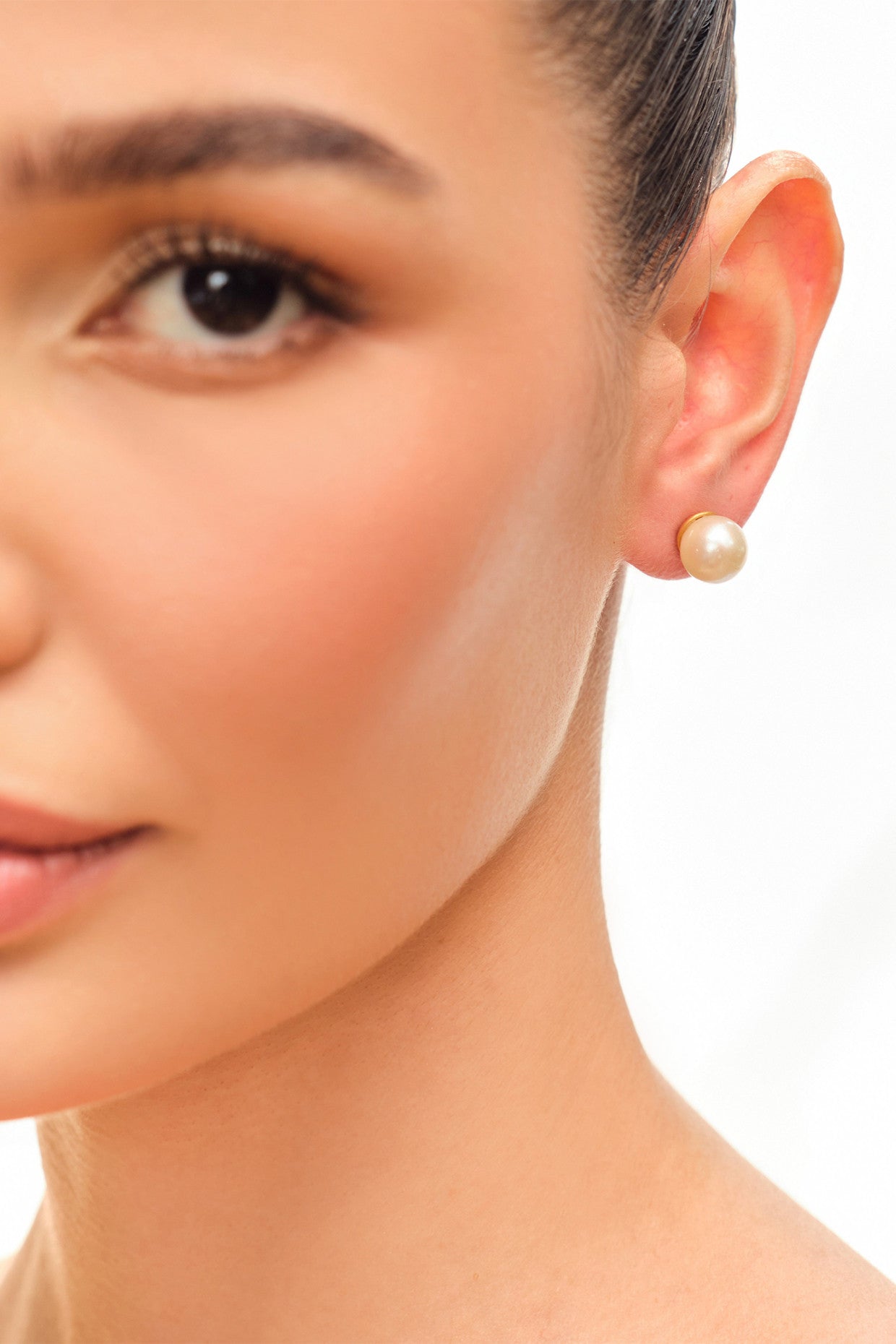 South Sea Pearl Studs Earrings 22Kt Gold-Plated