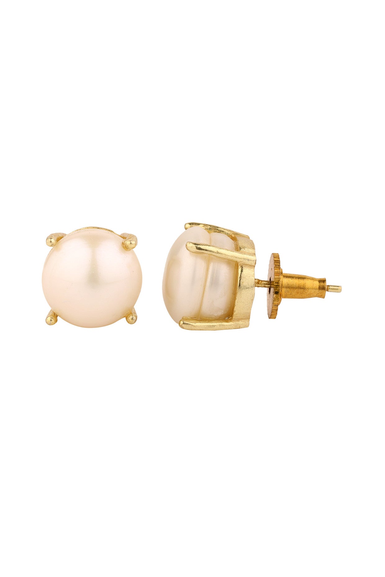 Such A Stud Pearl Earrings 22Kt Gold-Plated