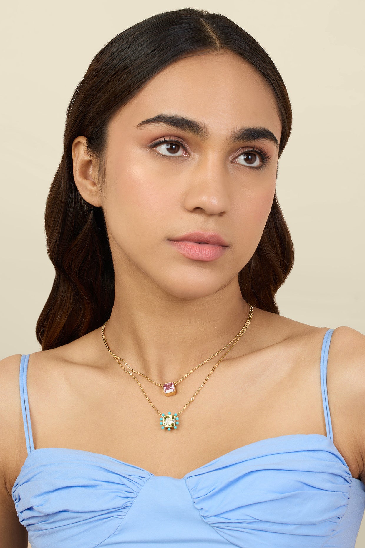 Summer Candy Layered Necklace In 18Kt Gold Plated