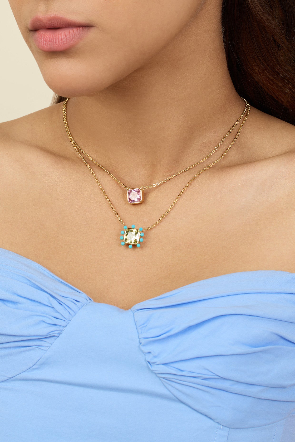Summer Candy Layered Necklace In 18Kt Gold Plated
