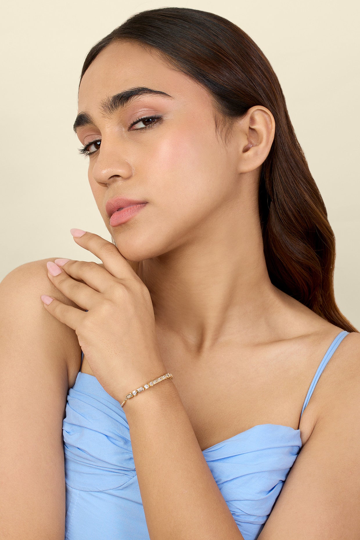 Summer Crystal Bolo Bracelet In 18Kt Gold Plated