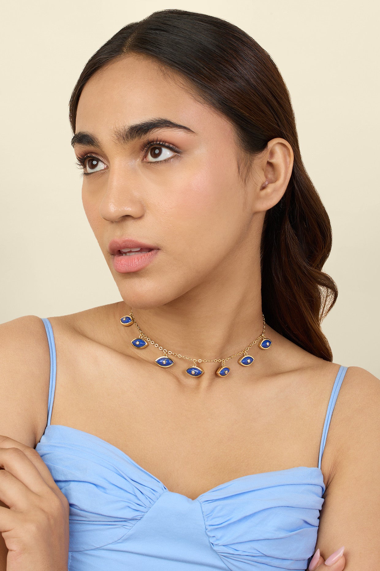 Summer Eyes Charm Necklace In 18Kt Gold Plated